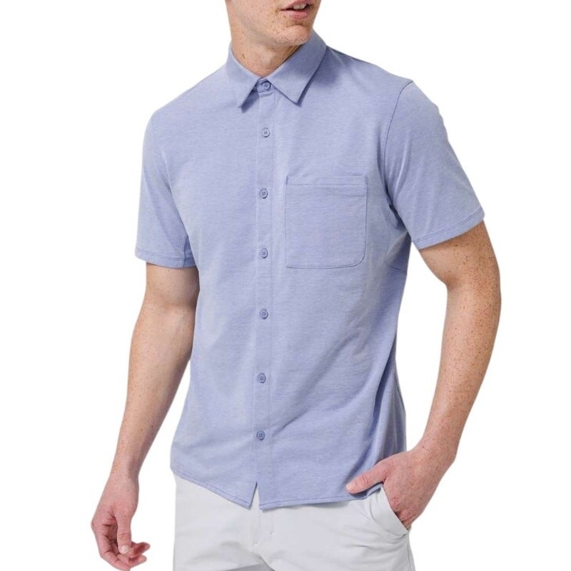 Lululemon Commission Short Sleeve Shirt M Harbor Blue Sweat Wicking gallery