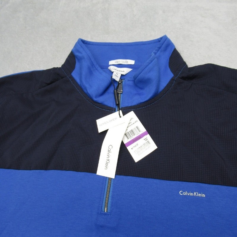 Calvin Klein Shirt Men XXL Blue Liquid Touch Pullover Long Sleeve Activewear NEW gallery