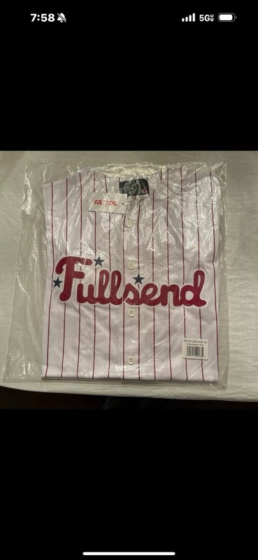 NWT Nelk Boys Full Send Phillies Baseball Jersey Pin Stripe Large NEW Unopened gallery
