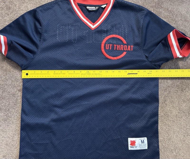 Undefeated UNDFTD Cut Throat Mesh Baseball Jersey M Blue Streetwear Embroidered gallery