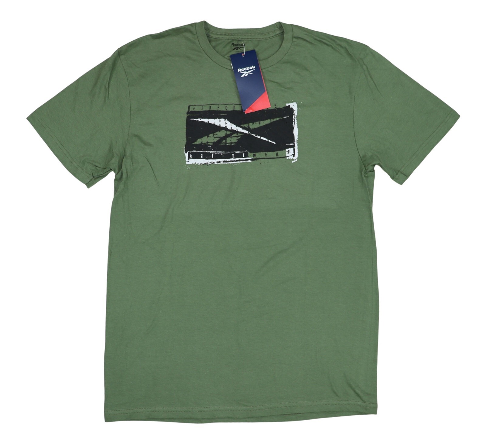 Reebok All-Cotton Performance Logo Short Sleeve Crew Neck Men's T-Shirt NWT Army gallery