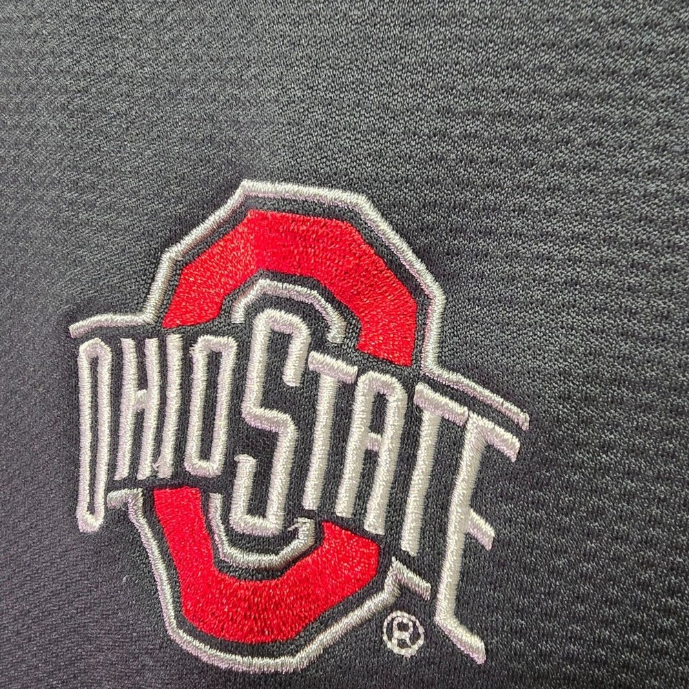 Ohio State Buckeyes 1/4 Zip Pullover Knit Shirt Mens M Gray Red Embroidered Logo