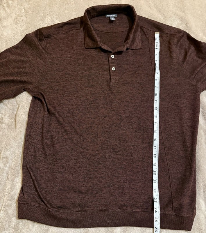 Van Heusen Men's Flex Polo Size XL Pull Over Classic Button Dark Red Burgundy gallery
