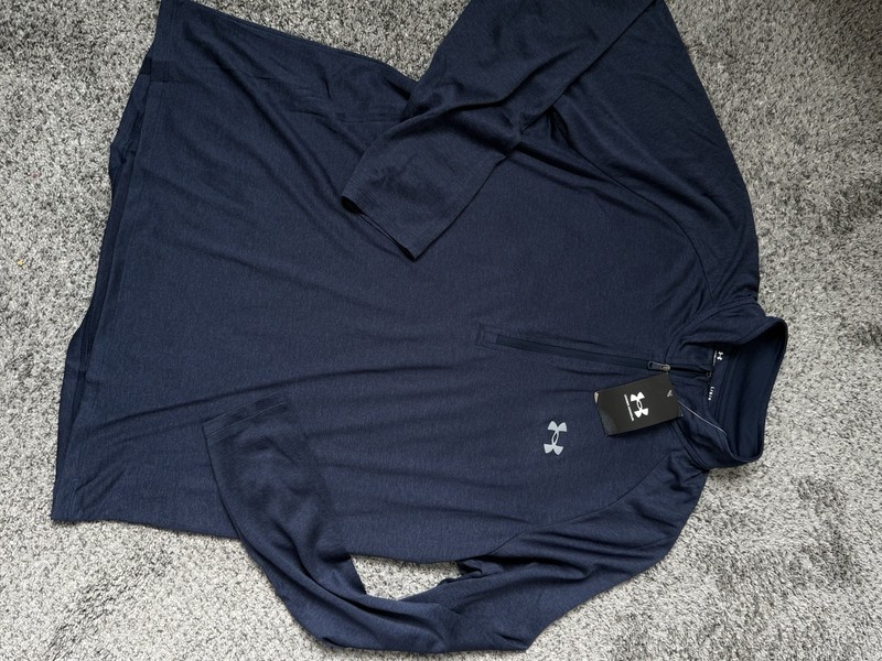 Under Armour Men's L Loose Blue 1/4 Zip Pullover Shirt Active Lightwt Long Slv gallery