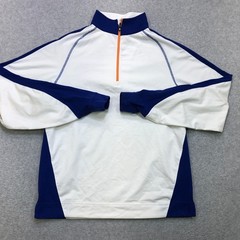 Footjoy FJ Pullover Men’s Small White Blue Quarter Zip Golf Performance Logo