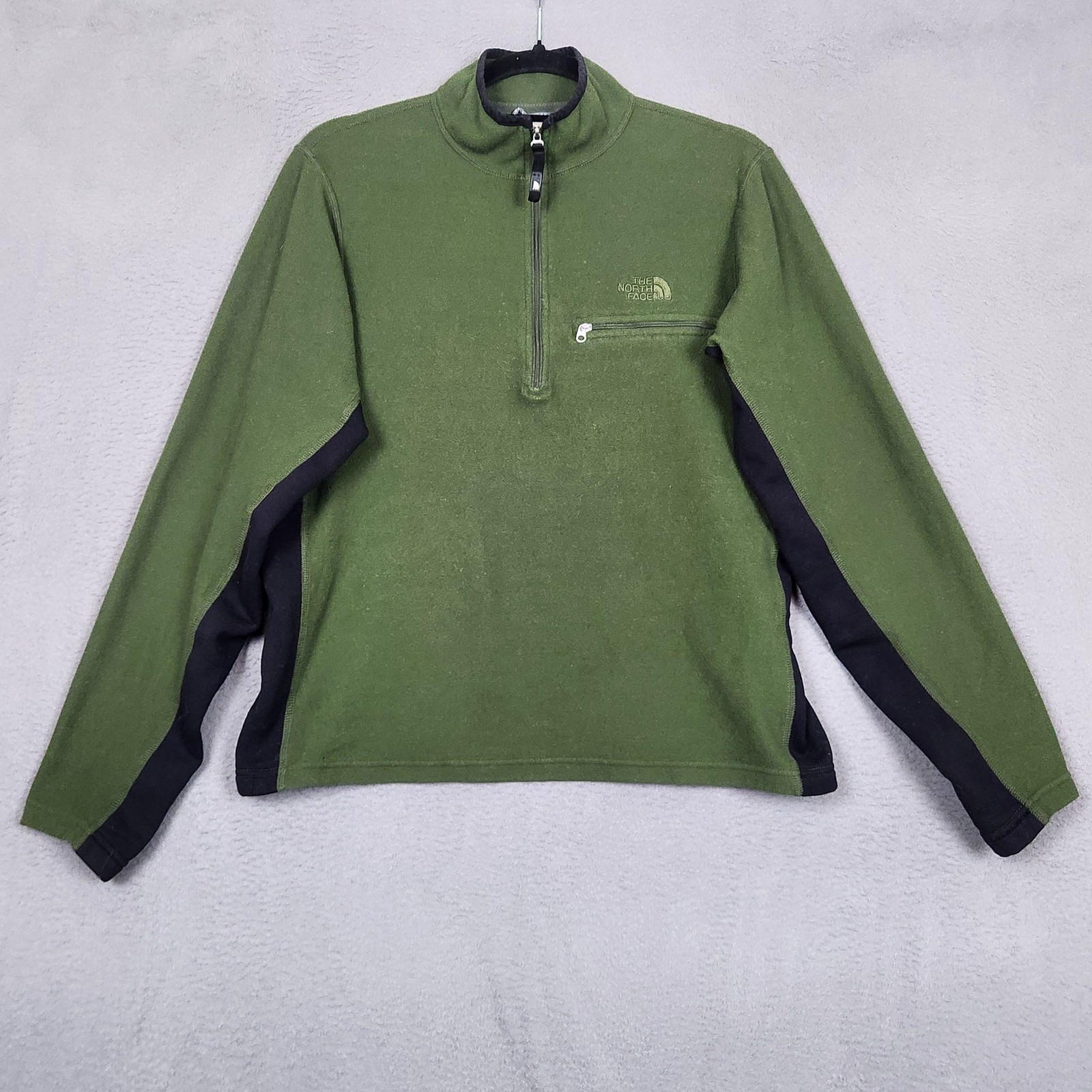 NORTH FACE Pullover Mens Medium Green Fleece 1/4 Zip Stretch Hiking Outdoor gallery