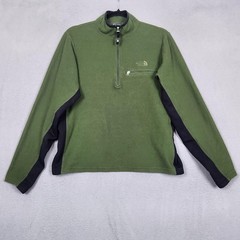 NORTH FACE Pullover Mens Medium Green Fleece 1/4 Zip Stretch Hiking Outdoor