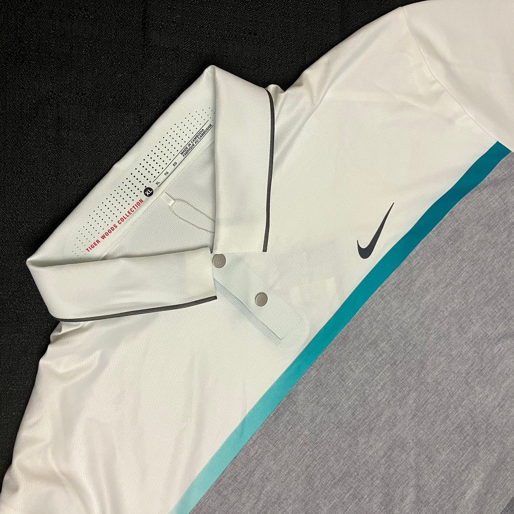 Nike Golf Tiger Woods Mobility Performance Polo 707712 100 Pure Platinum Sz XL