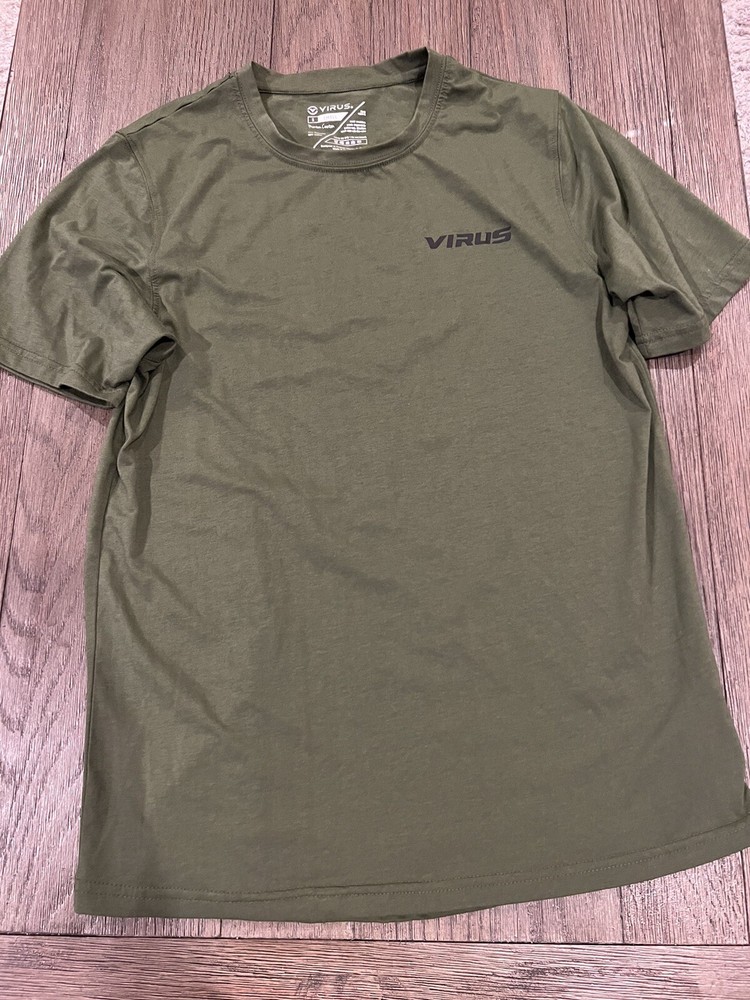 Mens Virus Action Sport Performance Barbell T-shirt Green New Small