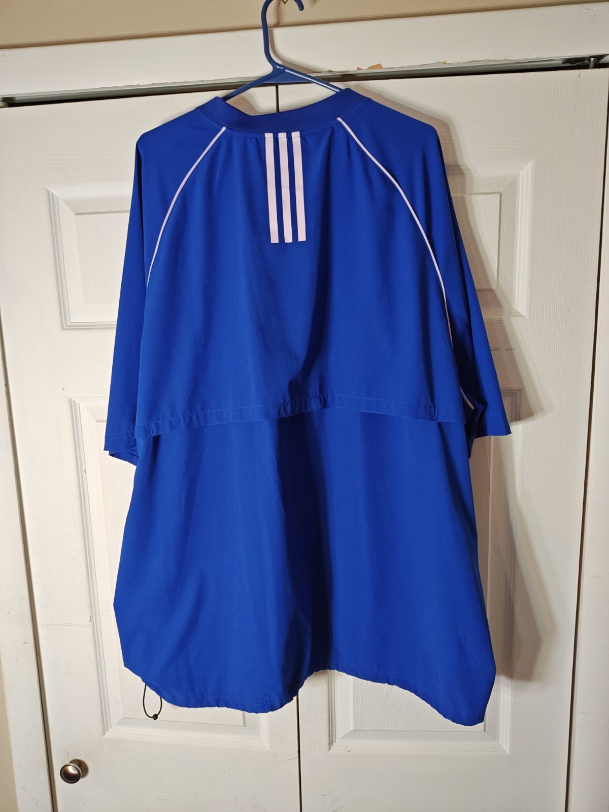 adidas Mens 3XL Blue/White 1/4 Zip Mock Neck Short Sleeve Pullover Logo gallery