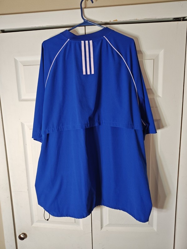 adidas Mens 3XL Blue/White 1/4 Zip Mock Neck Short Sleeve Pullover Logo gallery