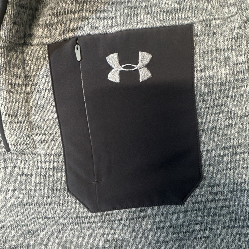 Under Armour ColdGear Polartec Gray Mock Neck Button Pullover Men's Medium Logo gallery