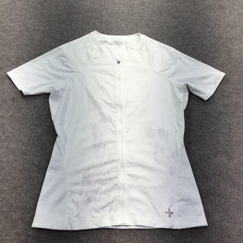Tommie Copper Compression Shirt Mens 2XL White Zip Front Copper Znergy Support