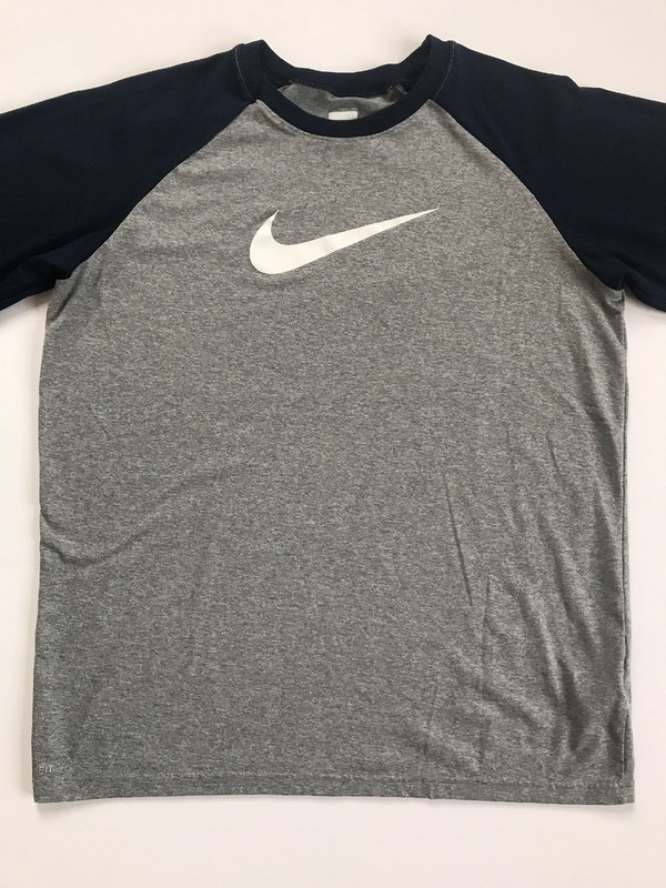 EUC Nike Fit Dry Mens XL Athletic Shirt T-shirt Grey Blue Short Sleeved 18-20 gallery