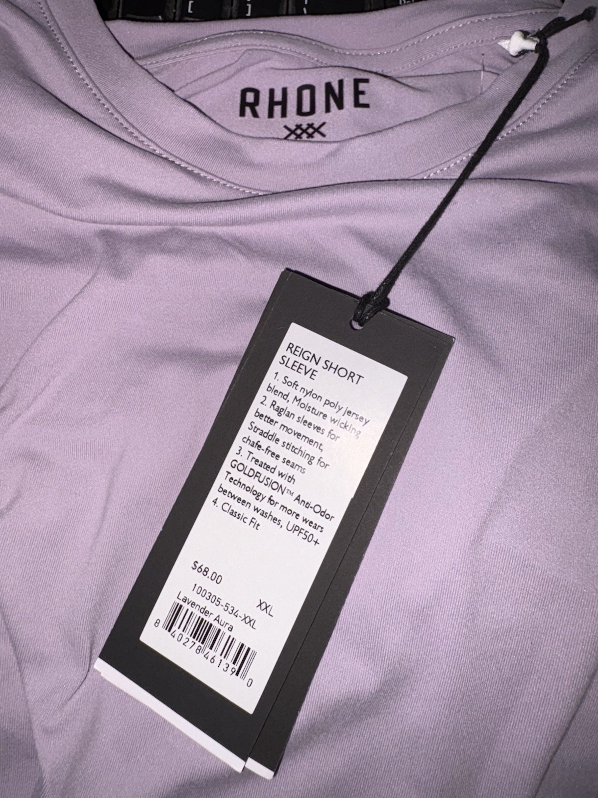 New RHONE REIGN Short Sleeve Tee Shirt Activewear Casual 2XL XXL Lavender Aura gallery