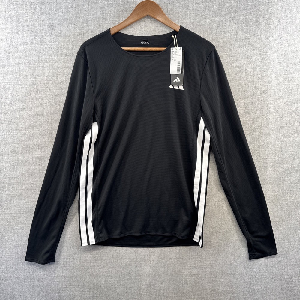 NEW Adidas Adizero Elite Shirt Mens Medium Black Long Sleeve Athletic SAMPLE