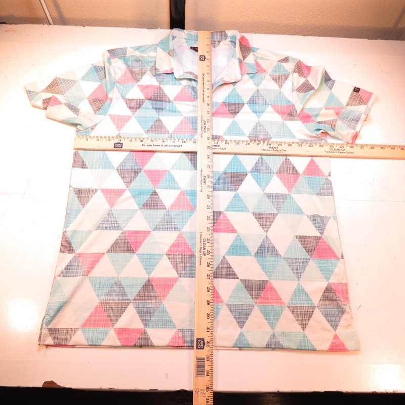 YATTA GOLF GEOMETRIC DIAMOND 3D PRINTED GOLFING GOLF POLO SHIRT Mens XL Colorful gallery