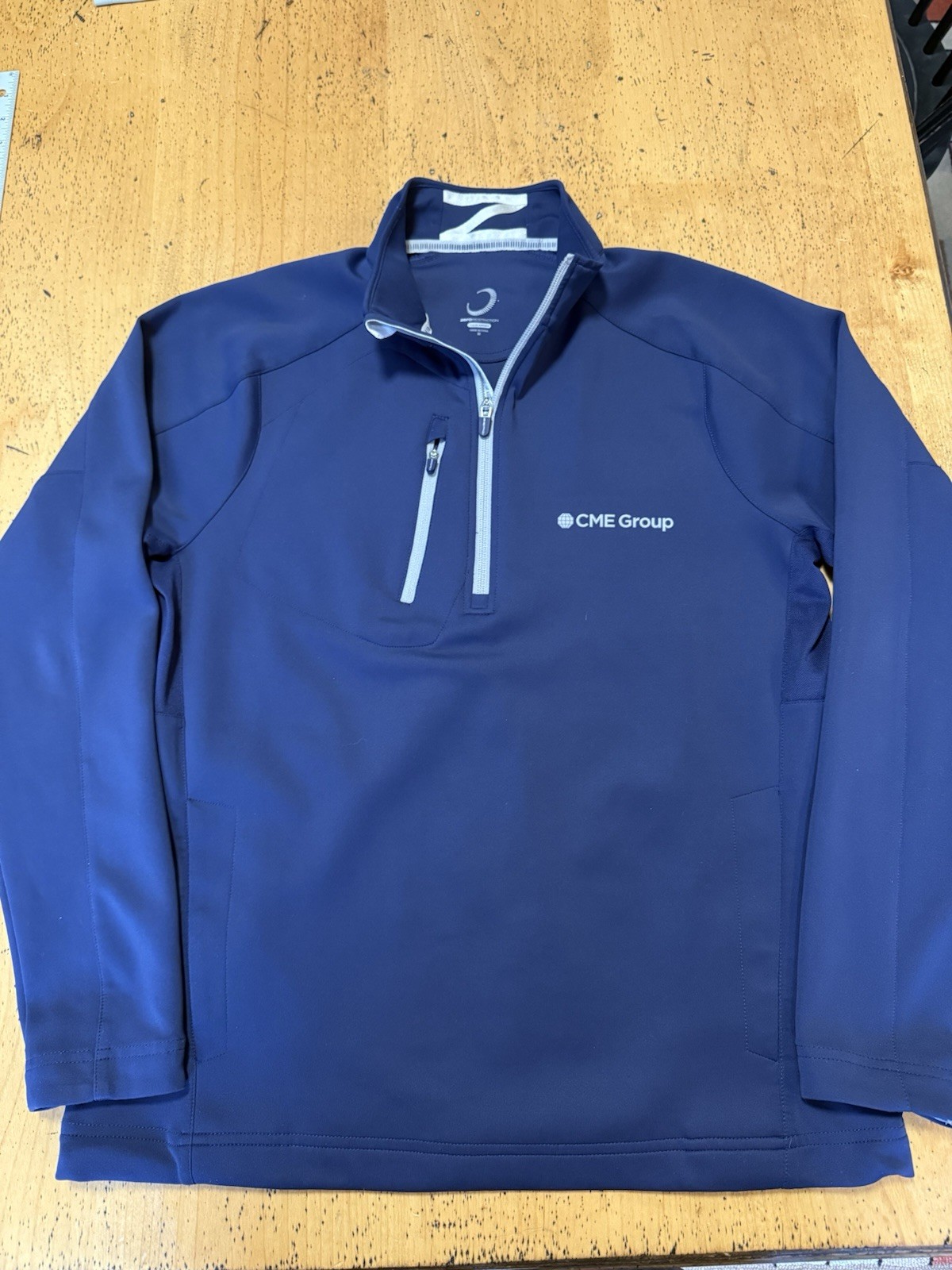 Zero Restriction 1/4 Zip Mens Medium Golf Stretch Pullover Tour Series Logo Navy gallery