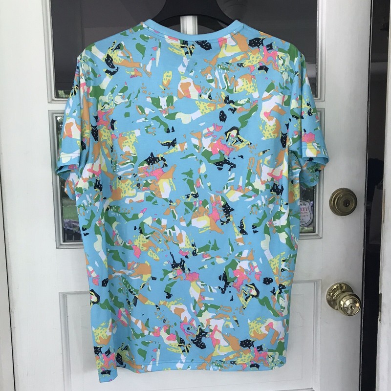 Tek Gear Bold Print Men's Blue Athletic T-Shirt Sz L Polyester Blend Novelty New gallery
