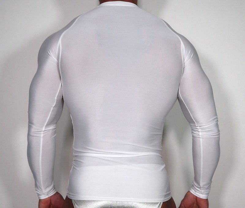 LONG SLEEVE MEN'S WHITE ATHLETIC COMPRESSION SHIRT XL gallery