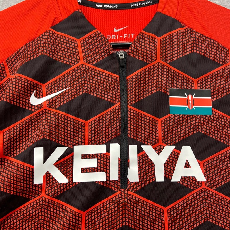 Nike Running Kenya Dri-FIT 1/2 Zip Pullover Mens Medium Orange Black Geometric gallery