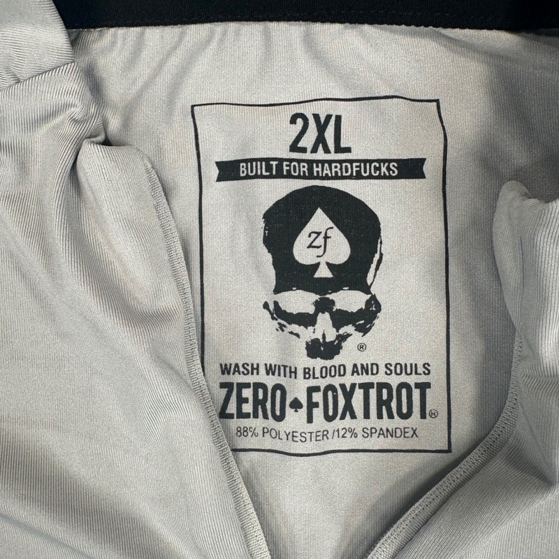 Zero Foxtrot 1/4 Zip Performance Pullover Mens 2XL Gray Spade Skull Logo NEW gallery