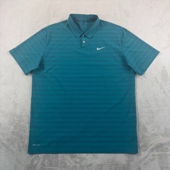 Nike Tiger Woods TW Performance Polo Shirt in Green Striped Men XL Short Sleeve