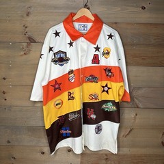 Y2K Harlem Street League Seals Collared Shirt Patches Basketball Men’s size XL