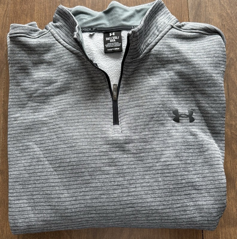 Under Armour Golf Pullover Gray Striped 1/4 Zip Mock Neck Water Resistant Men's… gallery