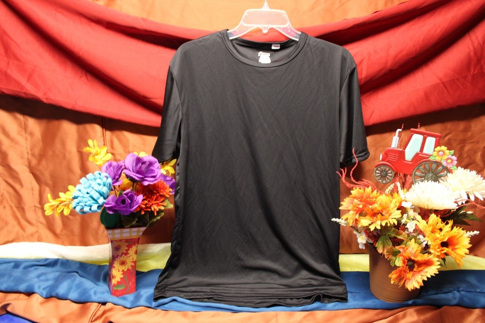 Soffe Mens Black Womens Activewear Pullover Short Sleeve T-Shirt Top Size Large