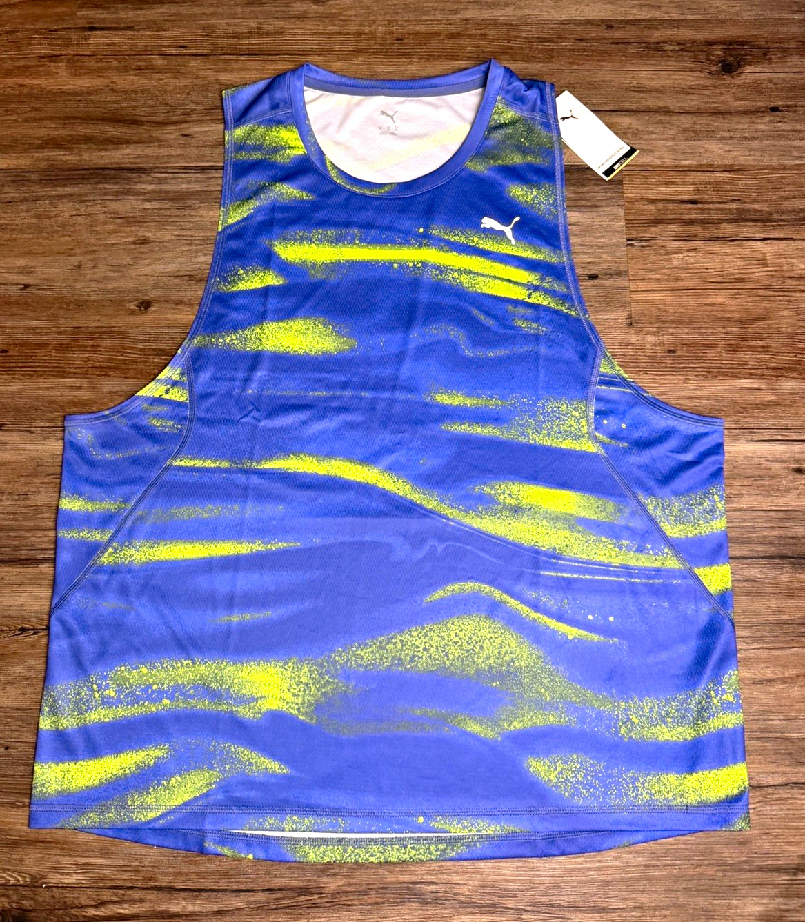 PUMA DRYCELL Running Tank Top Blue/Green Abstract Lightweight $30 NWT Mens Sz XL gallery