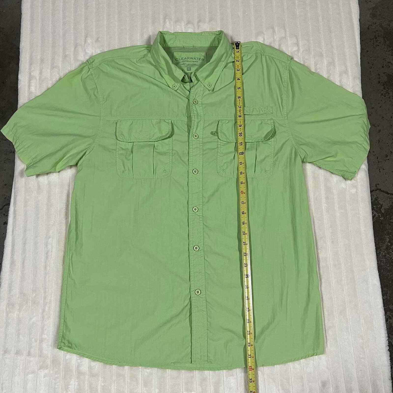 Clear Water XL Green Performance Fishing Shirt Cargo Pockets and Vented Back gallery