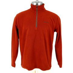 Eddie Bauer Fleece Mens Medium Burnt Orange Quarter Zip Logo Pullover Gorpcore