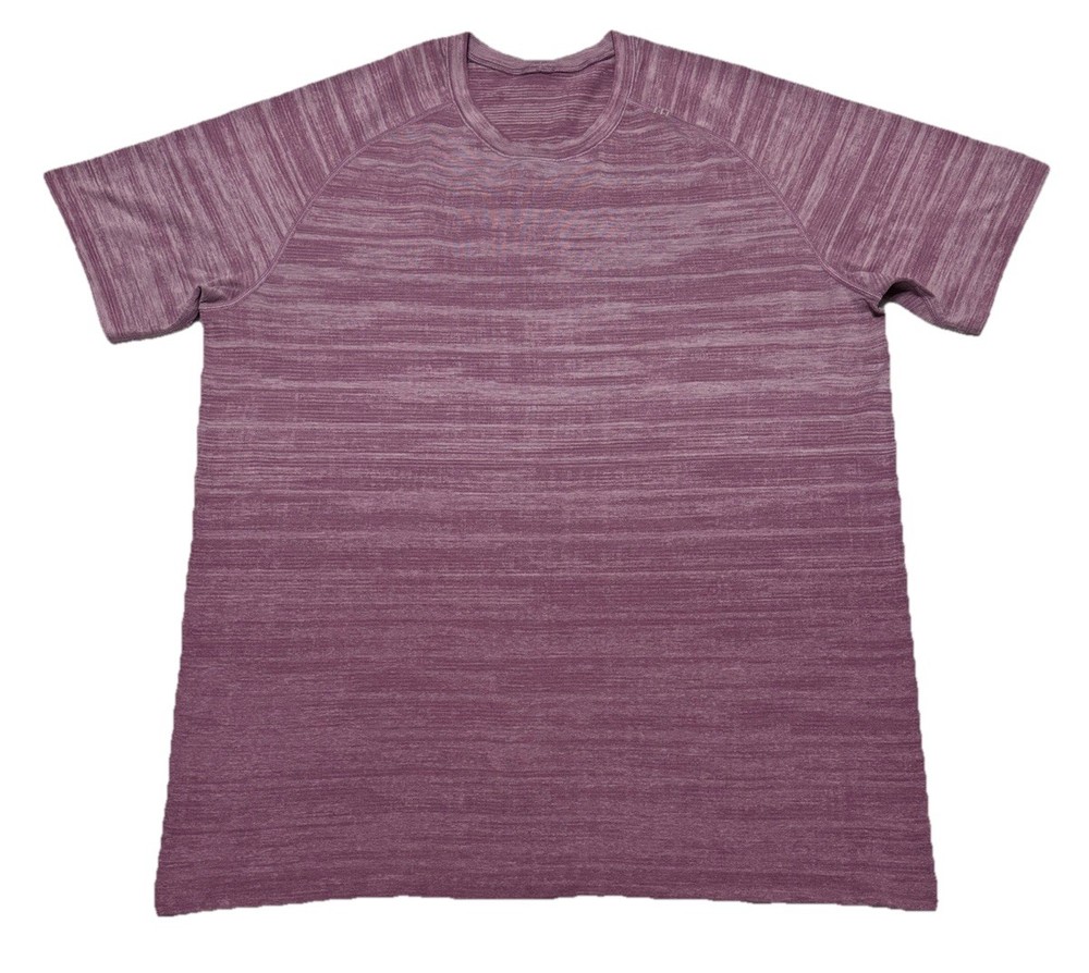 Lululemon Metal Vent Tech Shirt 2.0 Static Storm Stripe Vintage Plum Wicking XL