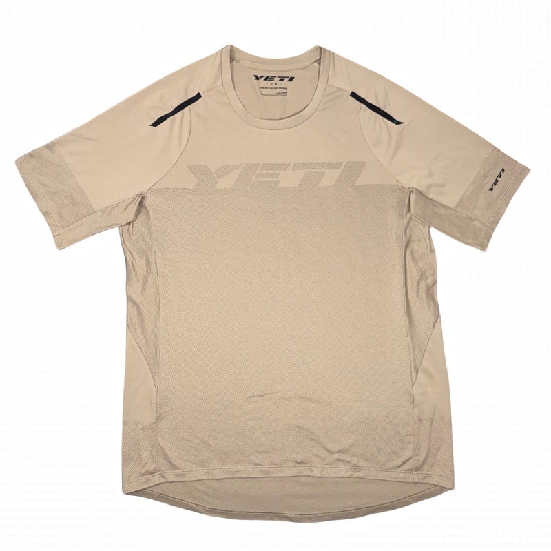 Yeti Cycles TURQ Mens Large MTB Jersey Tan Short Sleeve Performance Trail Shirt gallery