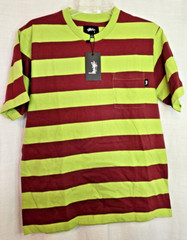 Stussy Nolan Stripped Jersey Lime Size Small NWT