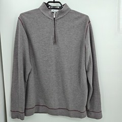 Peter Millar 1/4 Zip Pullover Golf Pullover Mens Size Large Maroon Gray Stripe