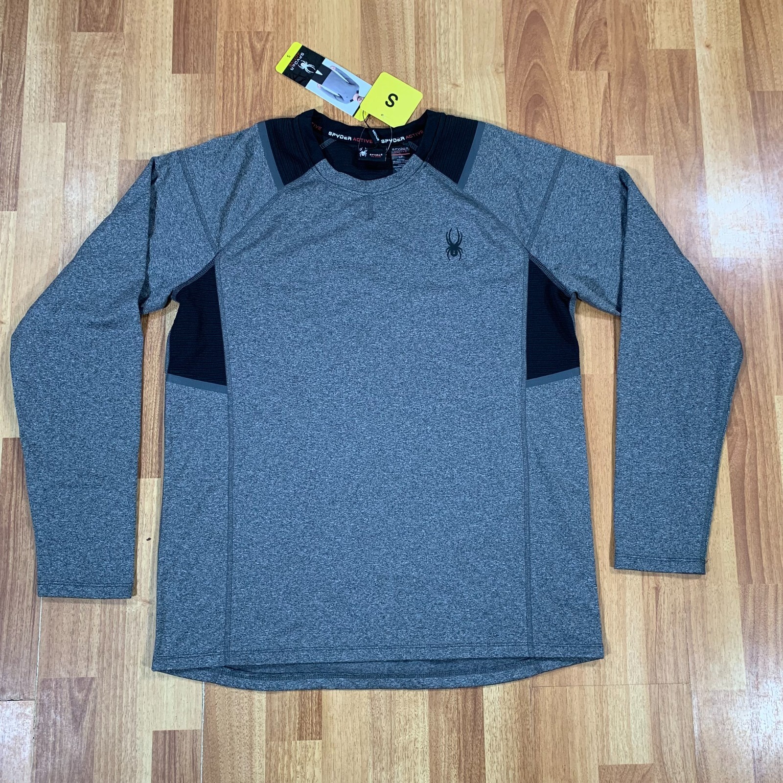 Spyder Shirt Mens Small Gray Black Long Sleeve Athletic Tee NWT gallery