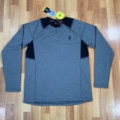 Spyder Shirt Mens Small Gray Black Long Sleeve Athletic Tee NWT