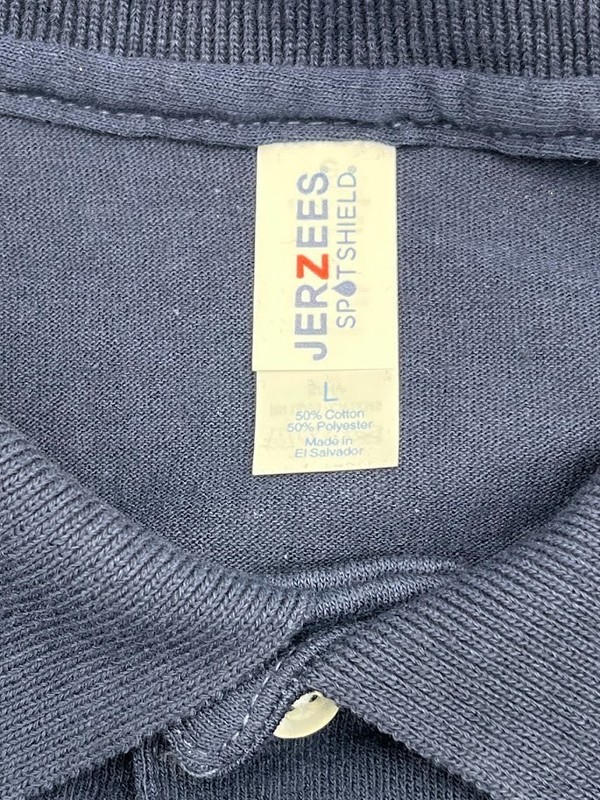 Jerzees Mens Spotshield Long Sleeve Jersey Polo Shirt 437ML J NAVY Large gallery