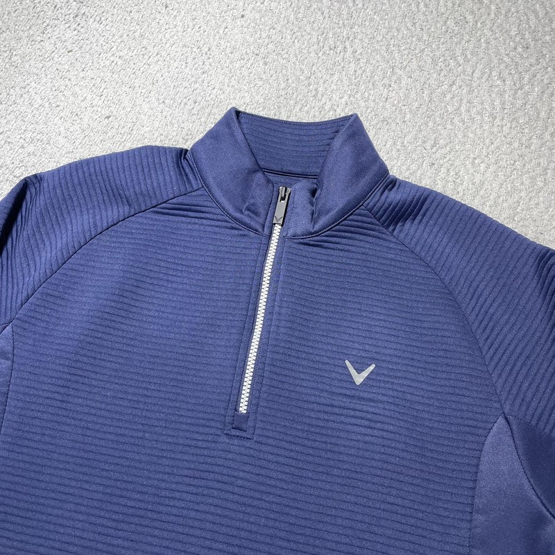 Callaway Opti-Dri Pullover Mens Medium Blue 1/4 Zip Mock Neck Golf Shirt gallery