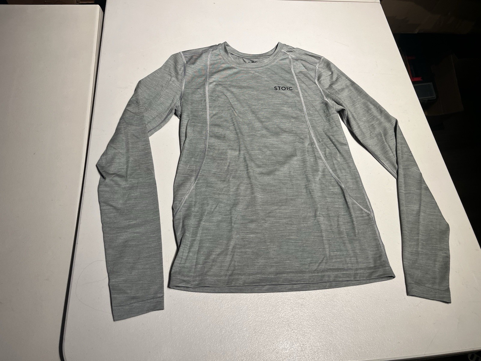 Stoic Shirt Men's Small Long Sleeve Thermal Wool Polyester Base Layer Crew Gray gallery