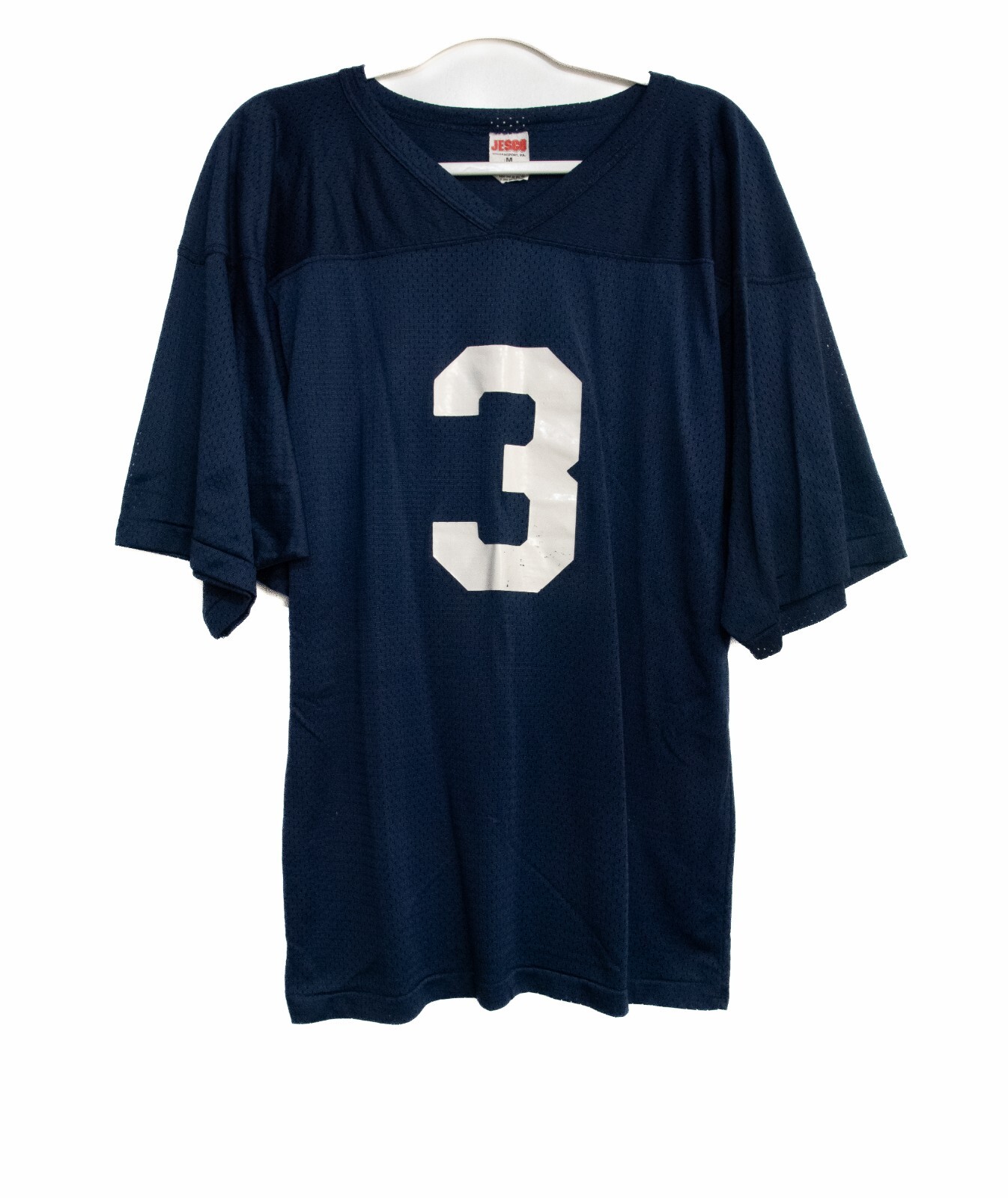 Jesco Mens Blue Nylon Jersey Cairo Banking Co 3 V Neck Pullover Short Sleeve M gallery
