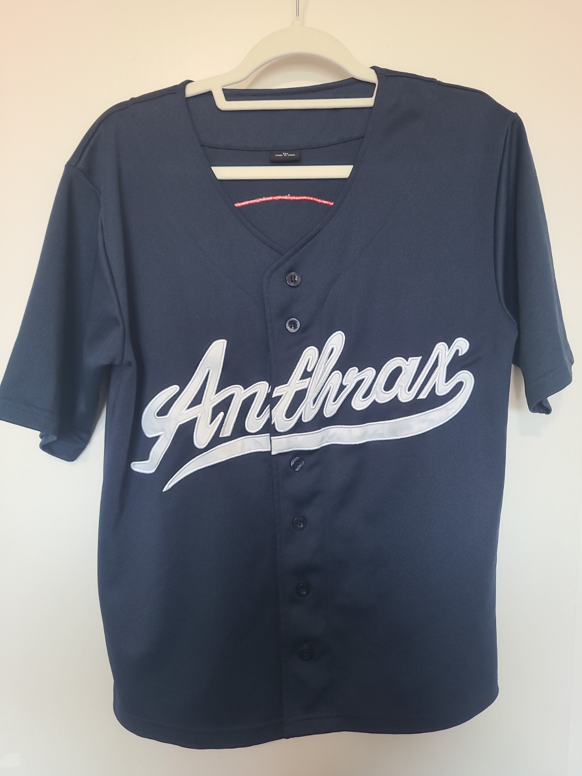 Anthrax Band Baseball Jersey shirt, Dk Blue button-up, Big A Pentagram, Sz Small gallery