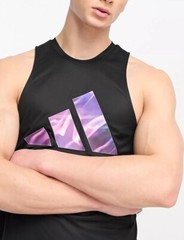 Adidas Aeroready Training Black Electric Print 3 Bar Logo Slim Fit Tank Tank Top
