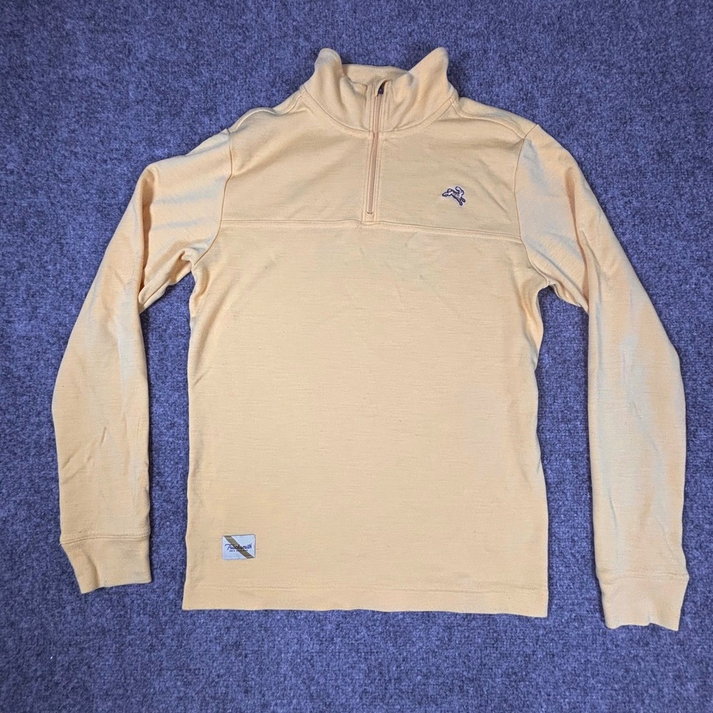 Tracksmith Mens Brighton Quarter Zip Running Pullover Yellow Small *Flaws*