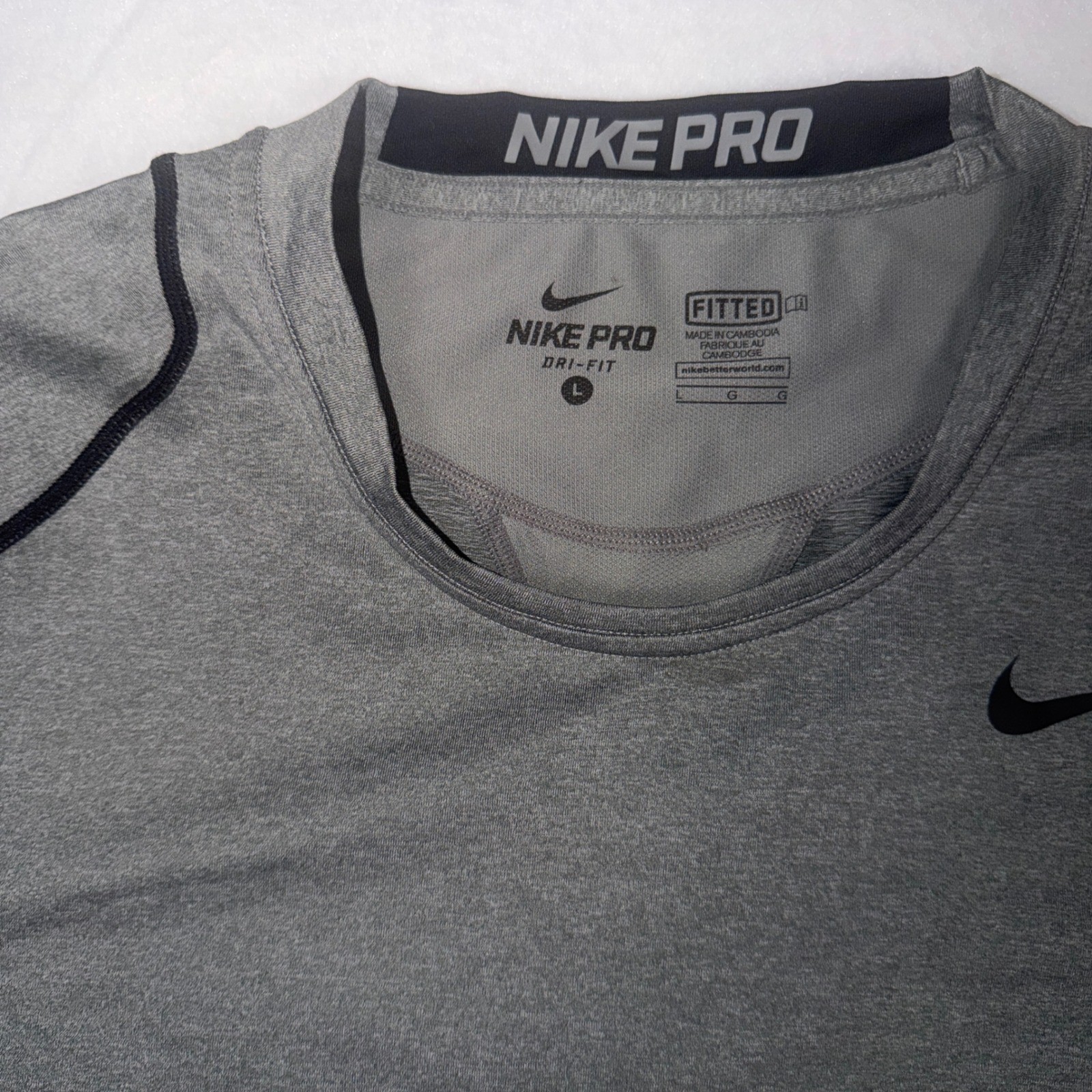 Nike Pro Dri-FIT Mens Long Sleeve Fitted Training Shirt Grey Large RN56323 gallery