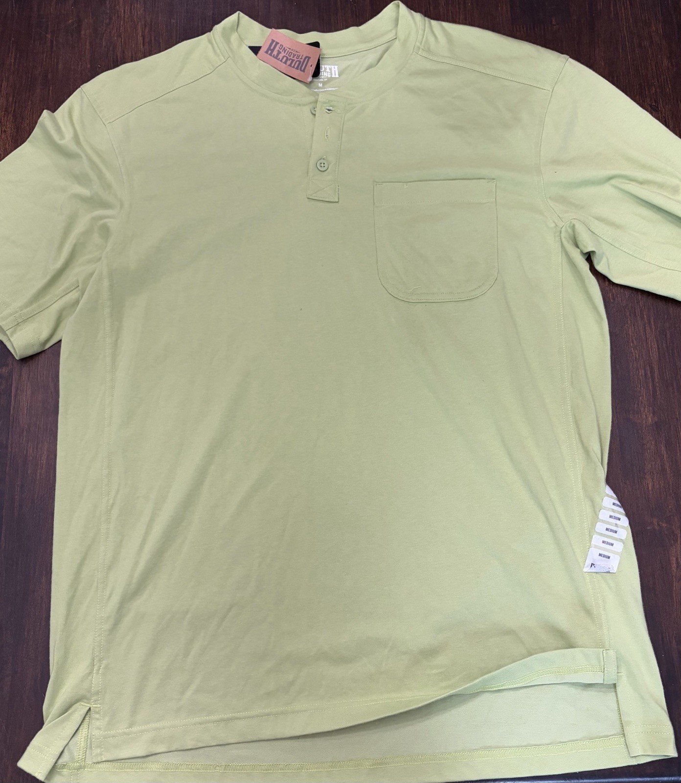 DULUTH MEN'S S/S LONGTAIL T HENLEY T-SHIRT Coolmax Medium Lime green NWT gallery