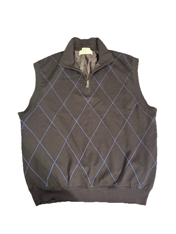 Fairway & Greene Golf Vest Sleeveless Merino Wool Full Zip Black Men’s X Large gallery