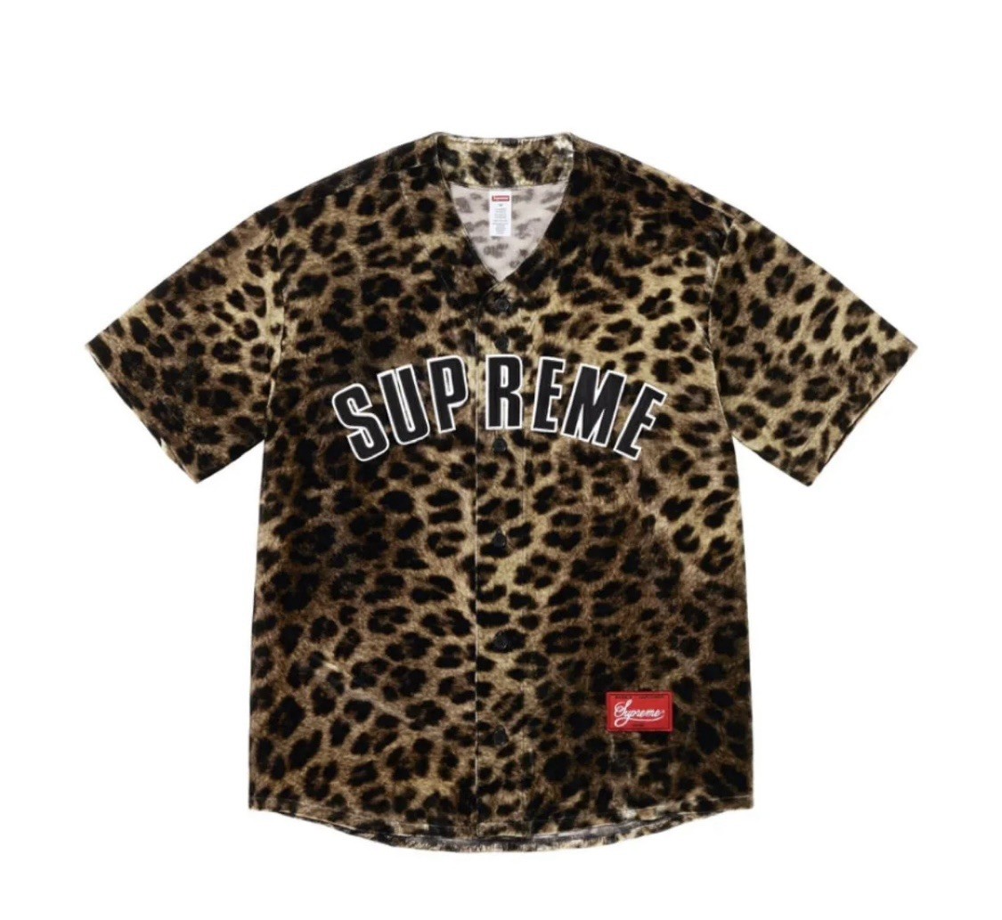 Supreme Velvet Baseball Jersey "Leopard" Size S gallery